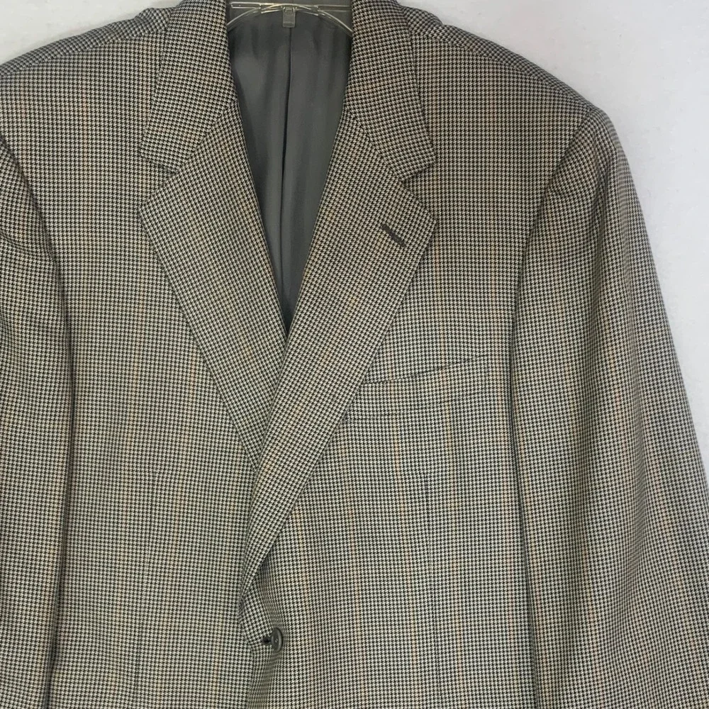 Canali Blazer Jacket Mens 44L Brown Silk Wool Houndstooth Sports Coat Made Italy